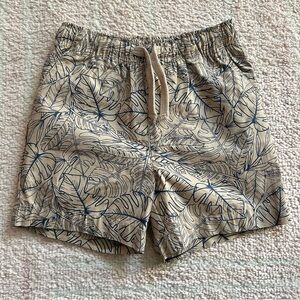 NWOT Tommy Bahama Cotton Shorts Pull-on Tropical Leaf Print Size 5/6 Navy Tan